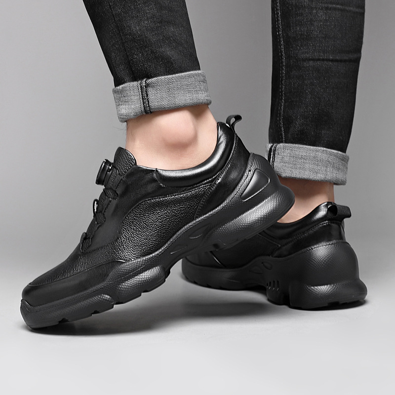 Men's Casual Leather Walking Shoes, Lightweight Comfortable Outdoor Sneakers