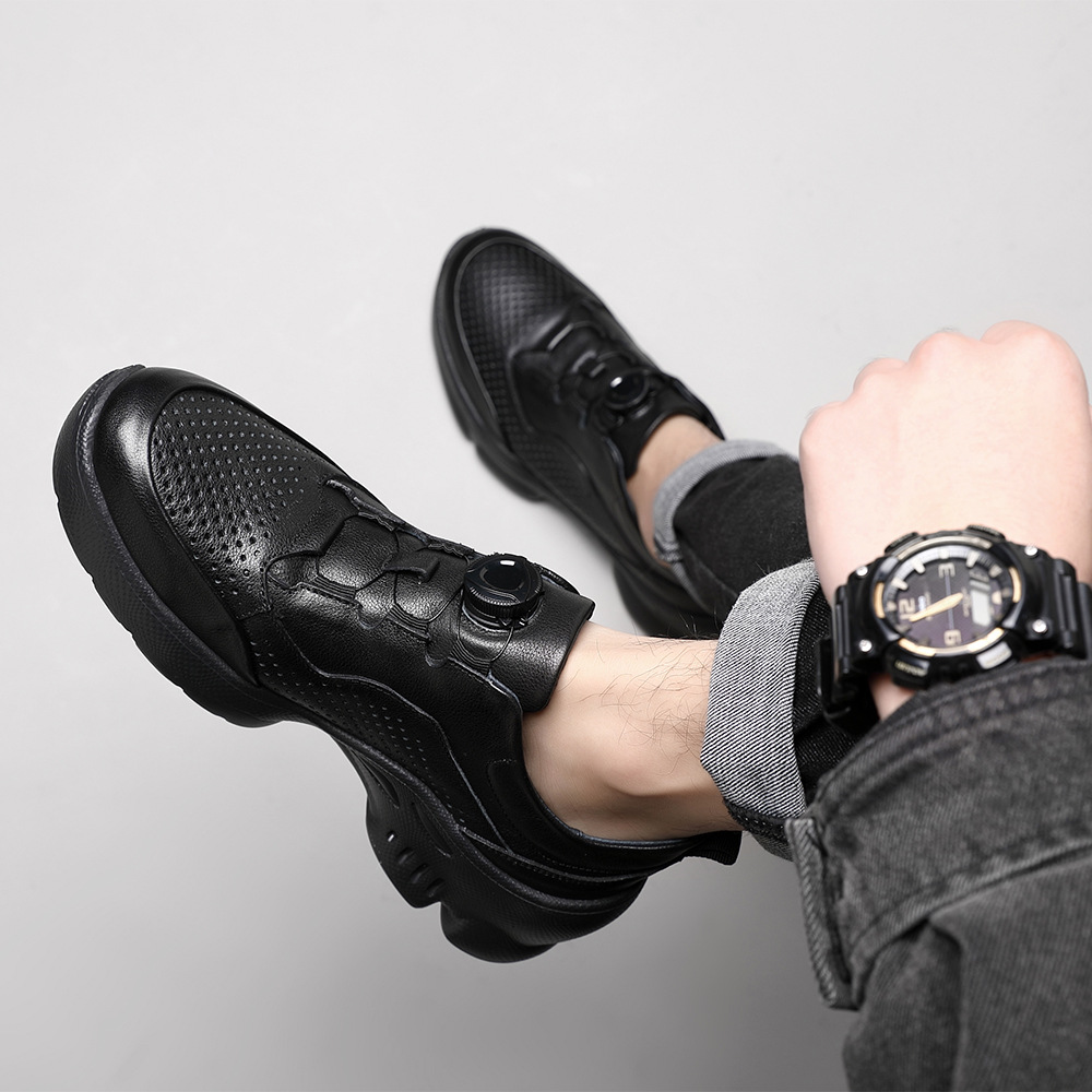 Men's Casual Leather Walking Shoes, Lightweight Comfortable Outdoor Sneakers