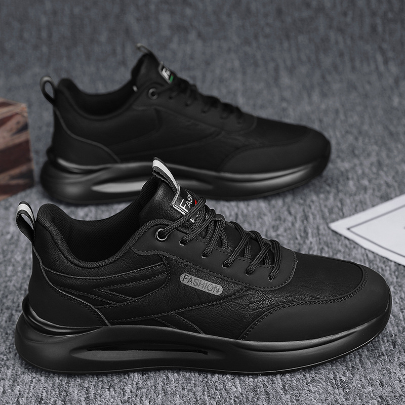 Men's Slip-resistant Work Shoes PU Leather Low-top Casual Sneakers for Construction