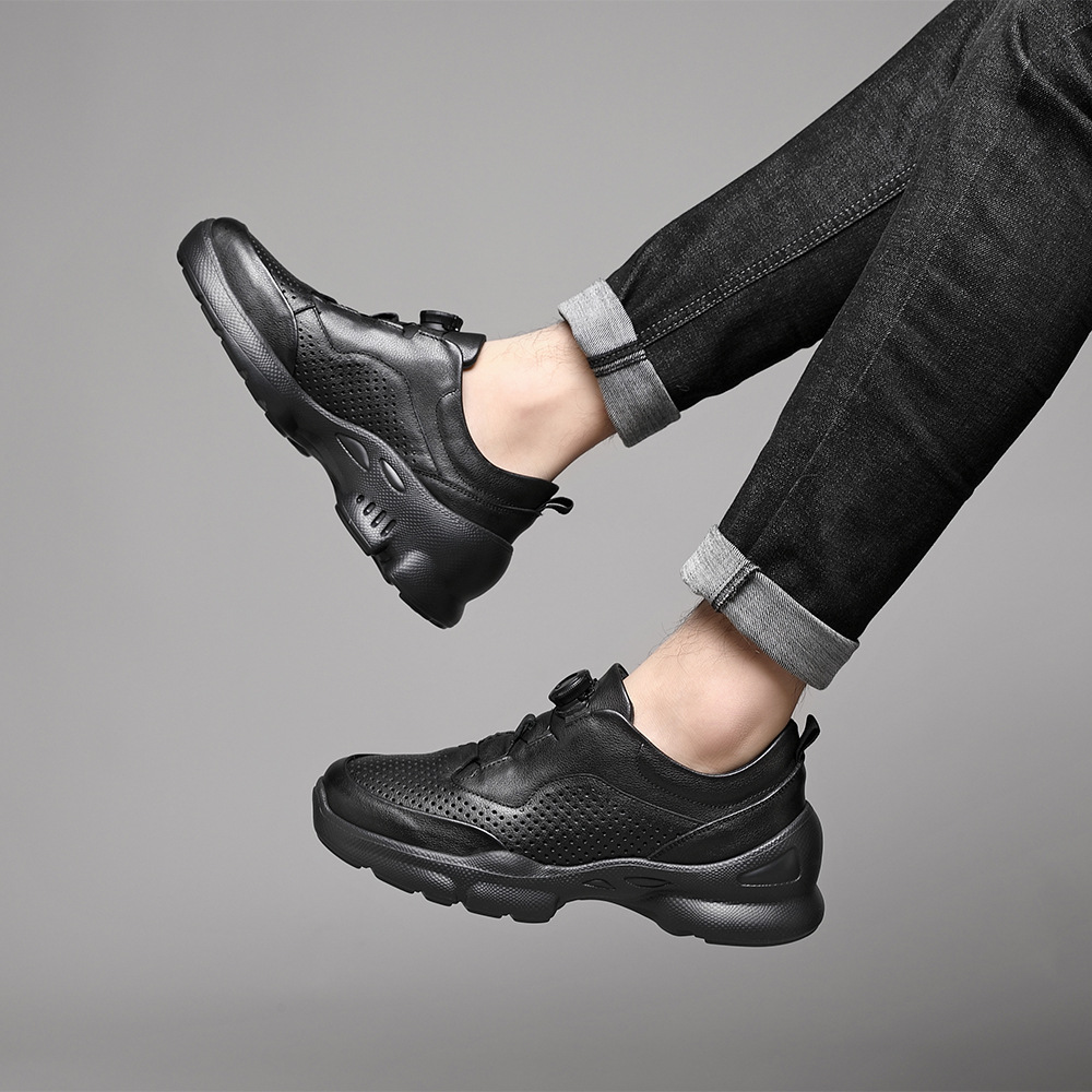 Men's Casual Leather Walking Shoes, Lightweight Comfortable Outdoor Sneakers