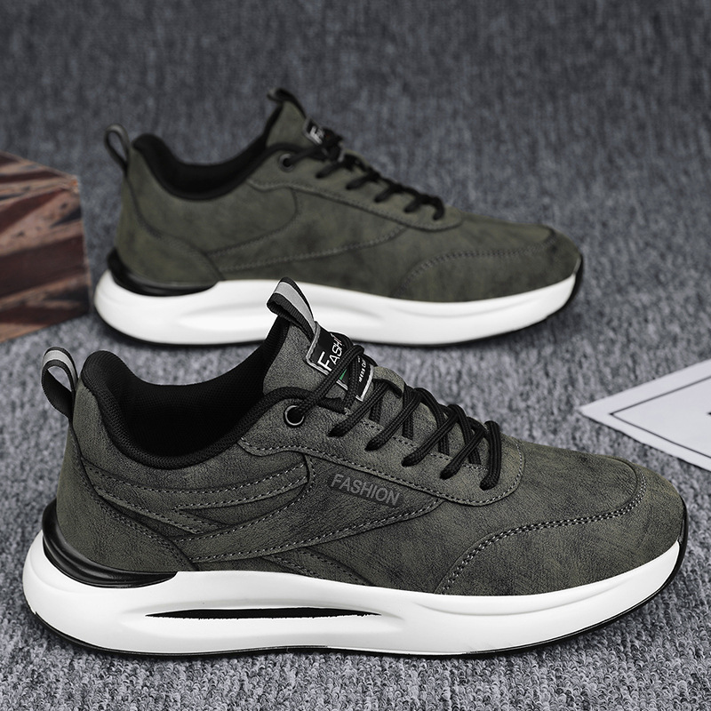 Men's Slip-resistant Work Shoes PU Leather Low-top Casual Sneakers for Construction