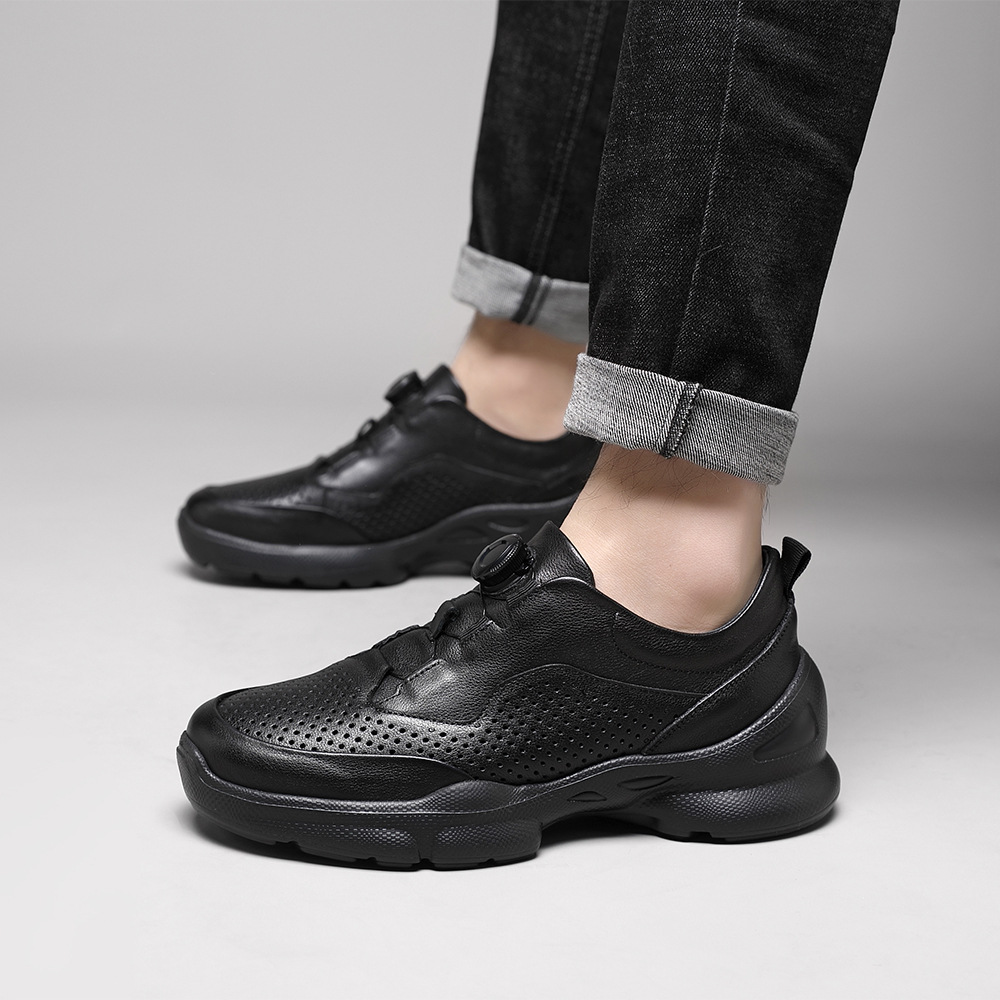 Men's Casual Leather Walking Shoes, Lightweight Comfortable Outdoor Sneakers