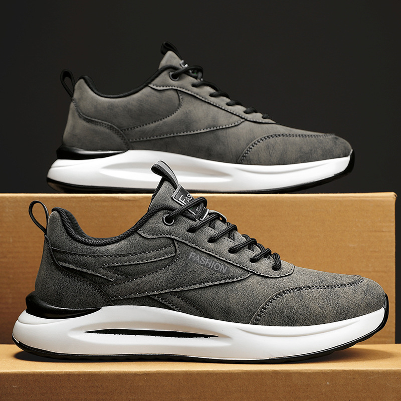 Men's Slip-resistant Work Shoes PU Leather Low-top Casual Sneakers for Construction