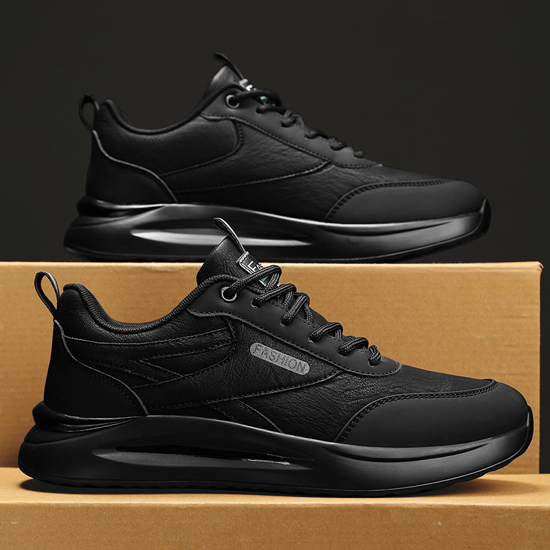 Men's Slip-resistant Work Shoes PU Leather Low-top Casual Sneakers for Construction