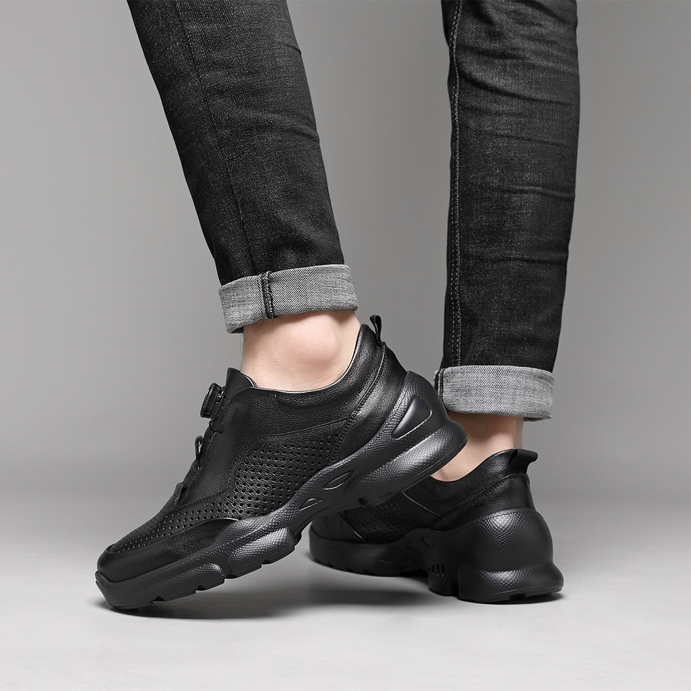 Men's Casual Leather Walking Shoes, Lightweight Comfortable Outdoor Sneakers
