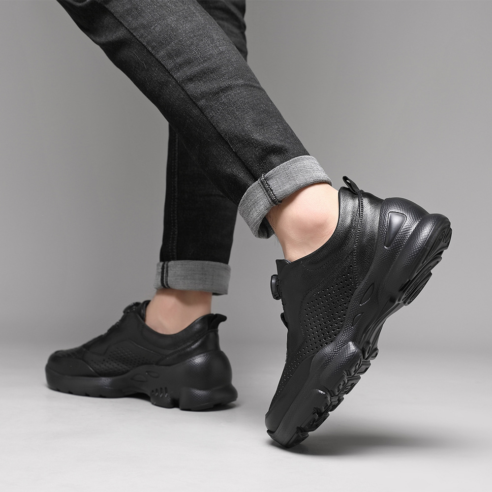 Men's Casual Leather Walking Shoes, Lightweight Comfortable Outdoor Sneakers