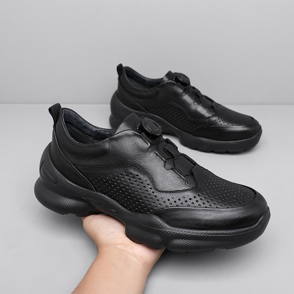 Men's Casual Leather Walking Shoes, Lightweight Comfortable Outdoor Sneakers