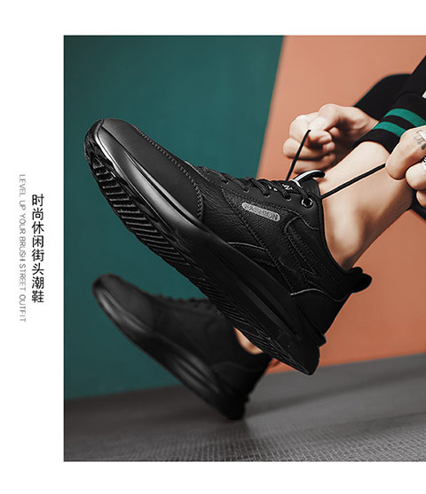 Men's Slip-resistant Work Shoes PU Leather Low-top Casual Sneakers for Construction