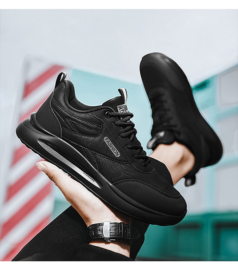 Men's Slip-resistant Work Shoes PU Leather Low-top Casual Sneakers for Construction