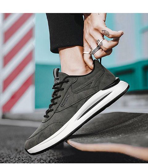 Men's Slip-resistant Work Shoes PU Leather Low-top Casual Sneakers for Construction