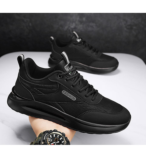 Men's Slip-resistant Work Shoes PU Leather Low-top Casual Sneakers for Construction