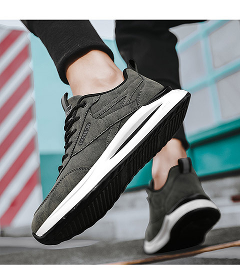 Men's Slip-resistant Work Shoes PU Leather Low-top Casual Sneakers for Construction