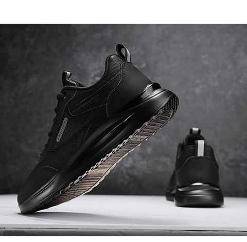 Men's Slip-resistant Work Shoes PU Leather Low-top Casual Sneakers for Construction