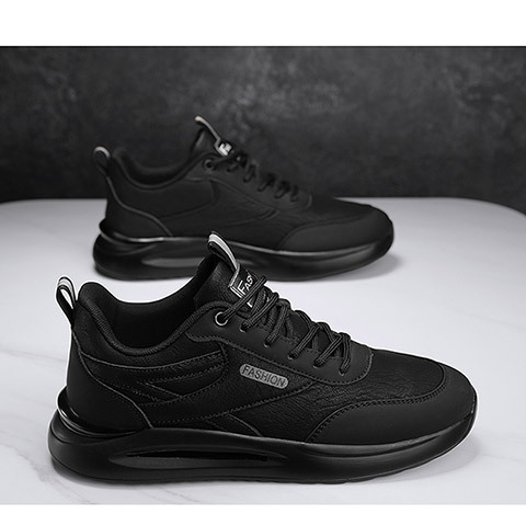 Men's Slip-resistant Work Shoes PU Leather Low-top Casual Sneakers for Construction
