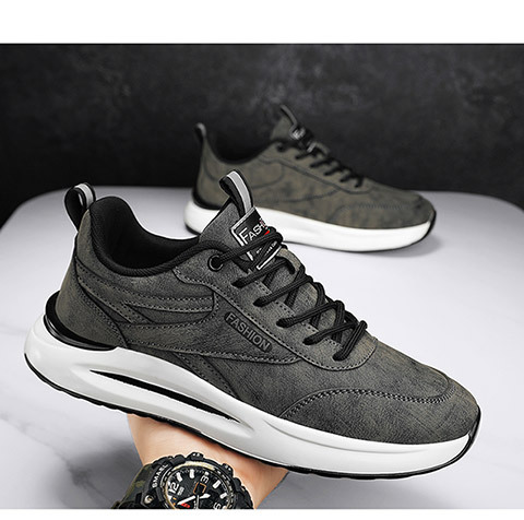 Men's Slip-resistant Work Shoes PU Leather Low-top Casual Sneakers for Construction
