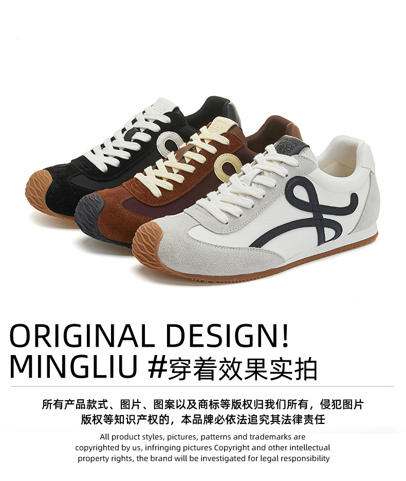 Men's Genuine Leather Casual Sneakers, Flat Low-Top Walking Shoes for Spring and Autumn