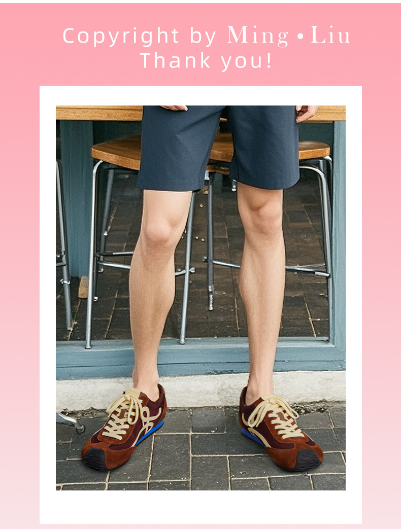 Men's Genuine Leather Casual Sneakers, Flat Low-Top Walking Shoes for Spring and Autumn