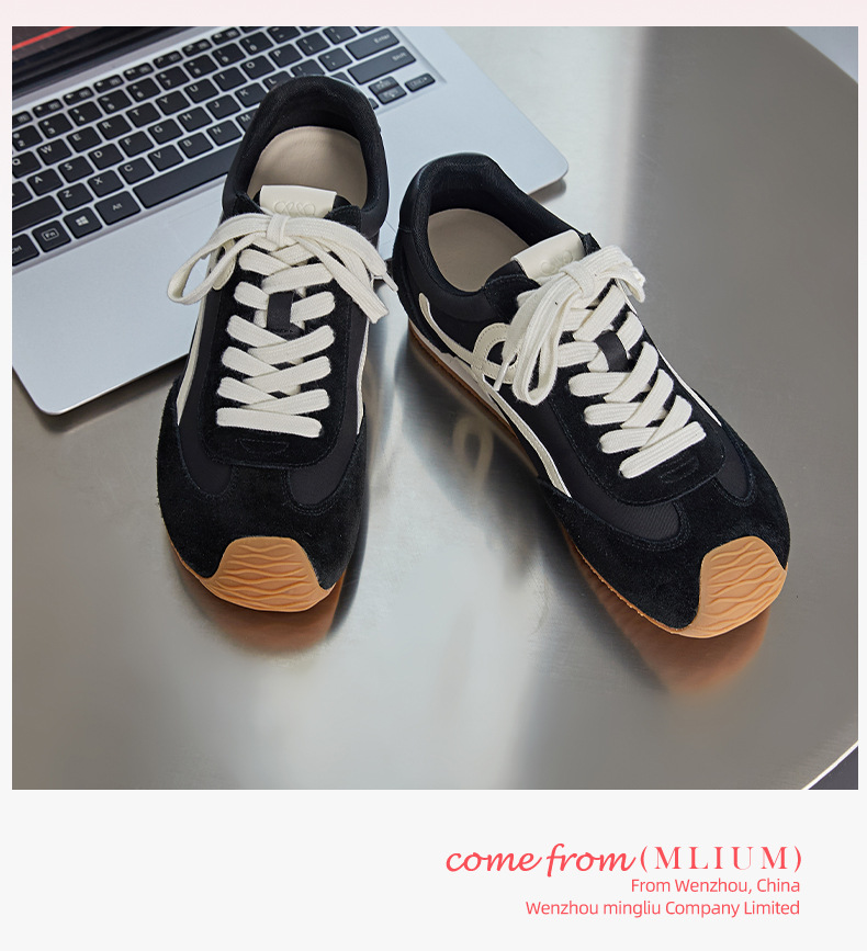 Men's Genuine Leather Casual Sneakers, Flat Low-Top Walking Shoes for Spring and Autumn
