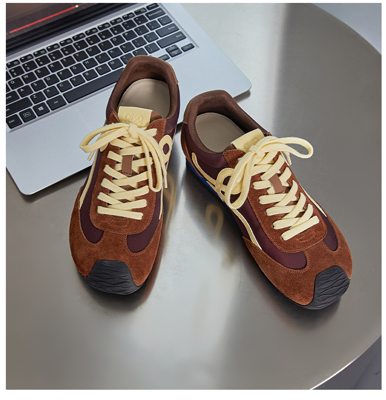 Men's Genuine Leather Casual Sneakers, Flat Low-Top Walking Shoes for Spring and Autumn