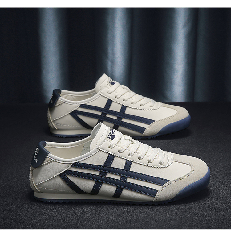 Men's Casual PU Leather Slip-On Shoes, Low-Top Round Toe Retro Style for Spring