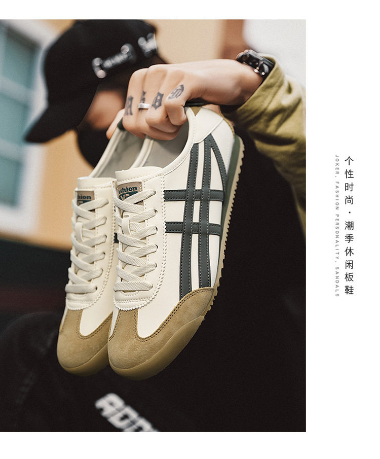 Men's Casual PU Leather Slip-On Shoes, Low-Top Round Toe Retro Style for Spring