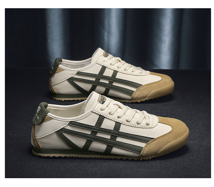 Men's Casual PU Leather Slip-On Shoes, Low-Top Round Toe Retro Style for Spring