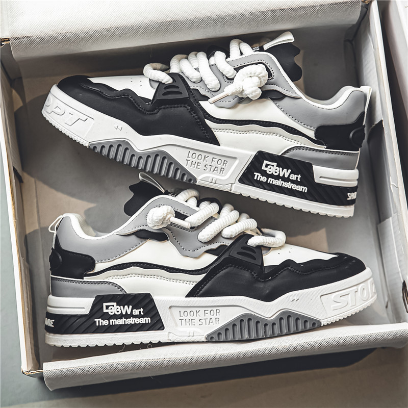 Men's Casual Low-Top Skate Shoes with Thick Sole, Breathable Comfort for Summer