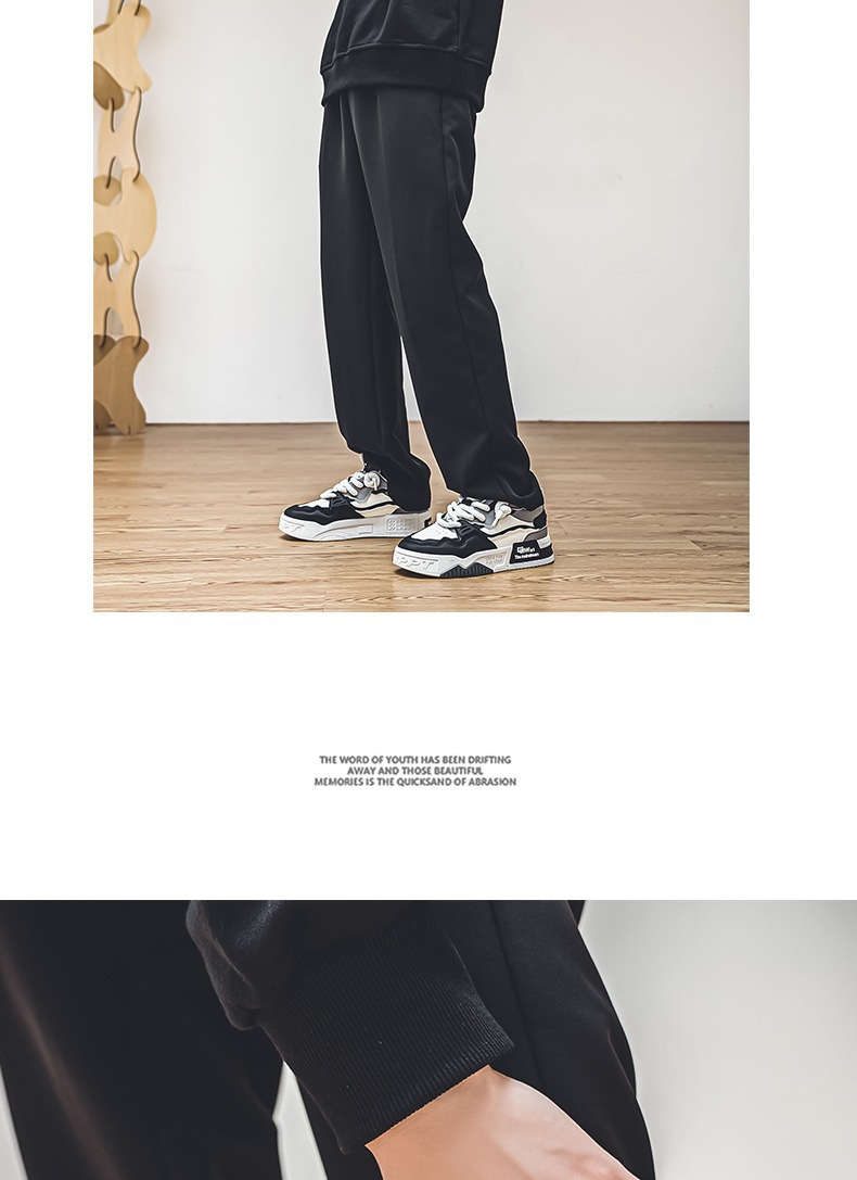 Men's Casual Low-Top Skate Shoes with Thick Sole, Breathable Comfort for Summer