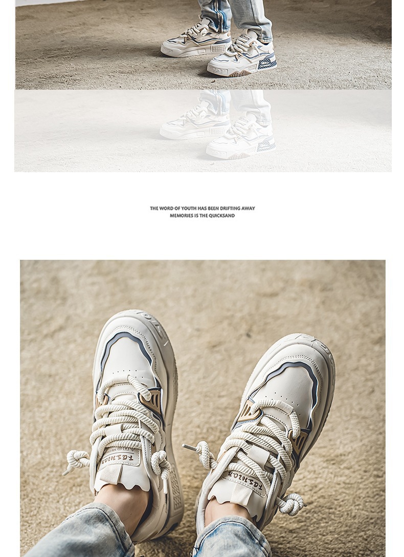 Men's Casual Low-Top Skate Shoes with Thick Sole, Breathable Comfort for Summer