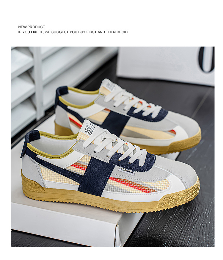 Men's Canvas Casual Shoes, Lightweight Breathable Low-Top Sneakers for Spring Summer