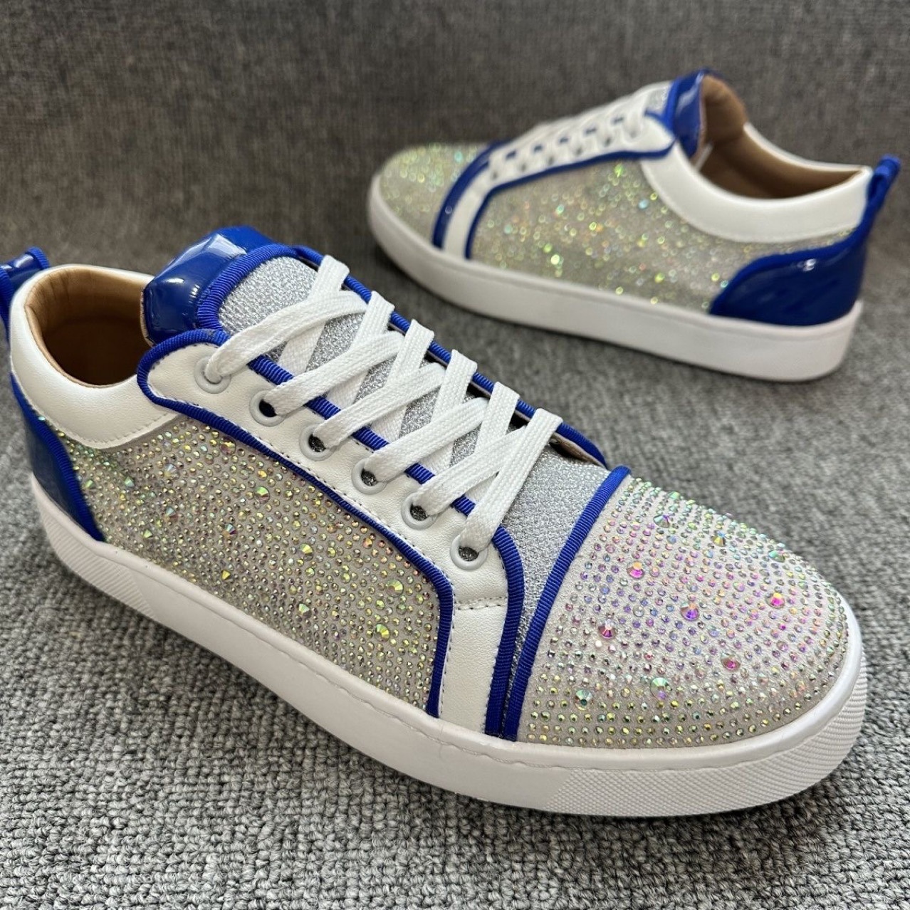 Men's Low-Top Skate Shoes with Sequins, Round Toe, Flat Heel, Unisex, Summer