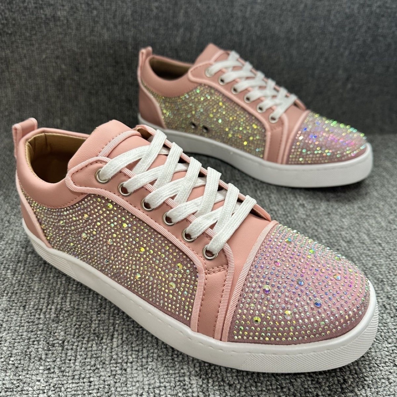 Men's Low-Top Skate Shoes with Sequins, Round Toe, Flat Heel, Unisex, Summer