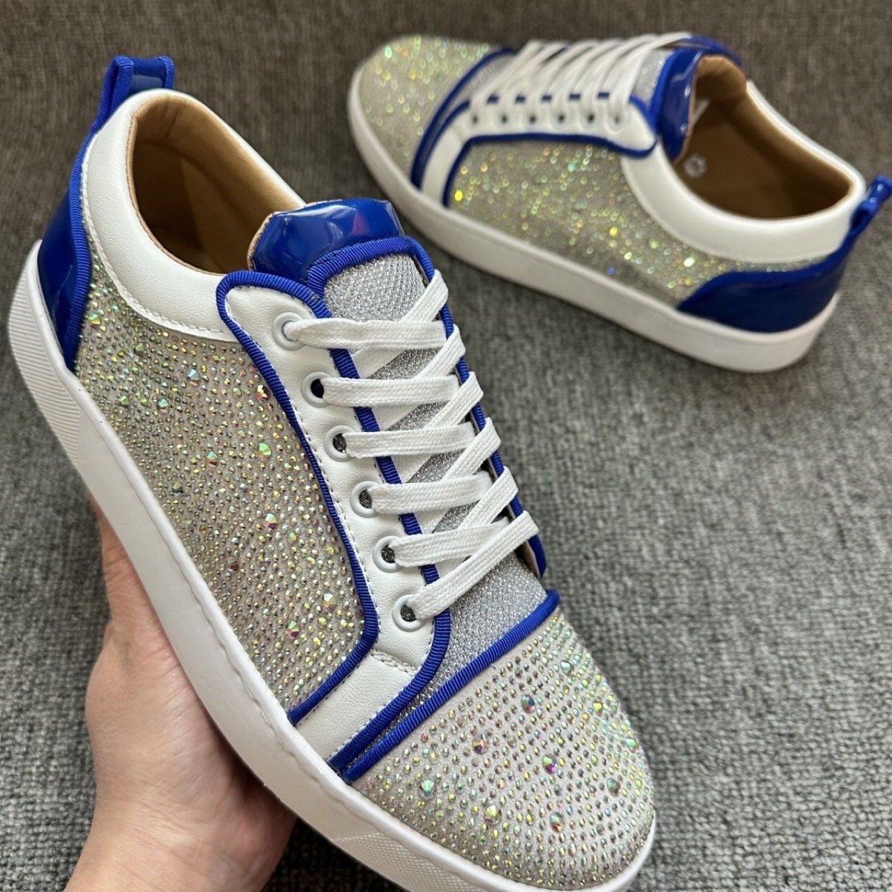 Men's Low-Top Skate Shoes with Sequins, Round Toe, Flat Heel, Unisex, Summer