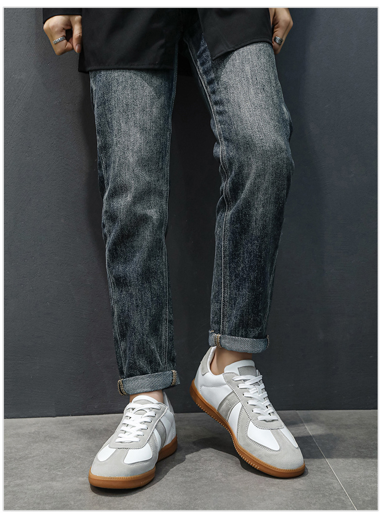 Men's Breathable Casual Loafer Shoes, Flat Round Toe Leather Sneakers for Daily Wear