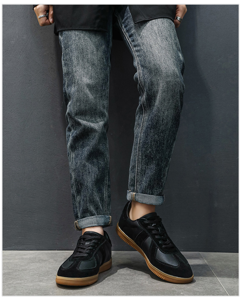 Men's Breathable Casual Loafer Shoes, Flat Round Toe Leather Sneakers for Daily Wear