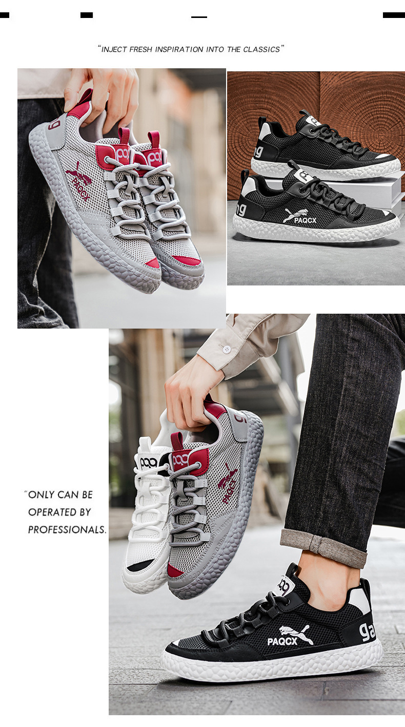 Men's Breathable Mesh Casual Shoes, Lightweight Comfortable Low-Top Sneakers