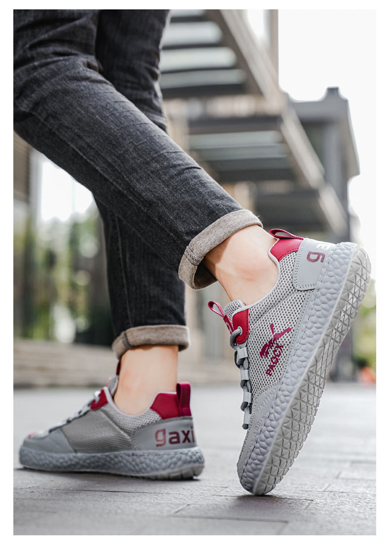 Men's Breathable Mesh Casual Shoes, Lightweight Comfortable Low-Top Sneakers
