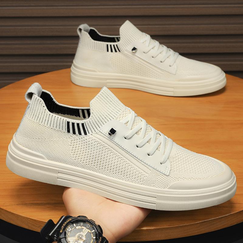 Men's PU Leather Slip-on Casual Shoes, Round Toe Low Top Board Shoes