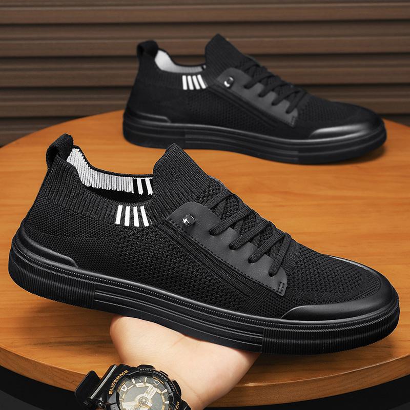 Men's PU Leather Slip-on Casual Shoes, Round Toe Low Top Board Shoes