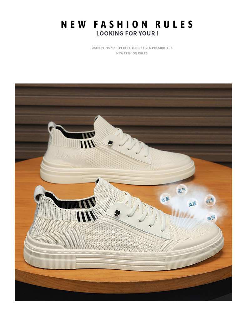Men's PU Leather Slip-on Casual Shoes, Round Toe Low Top Board Shoes
