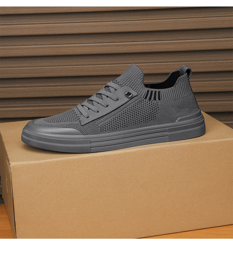 Men's PU Leather Slip-on Casual Shoes, Round Toe Low Top Board Shoes