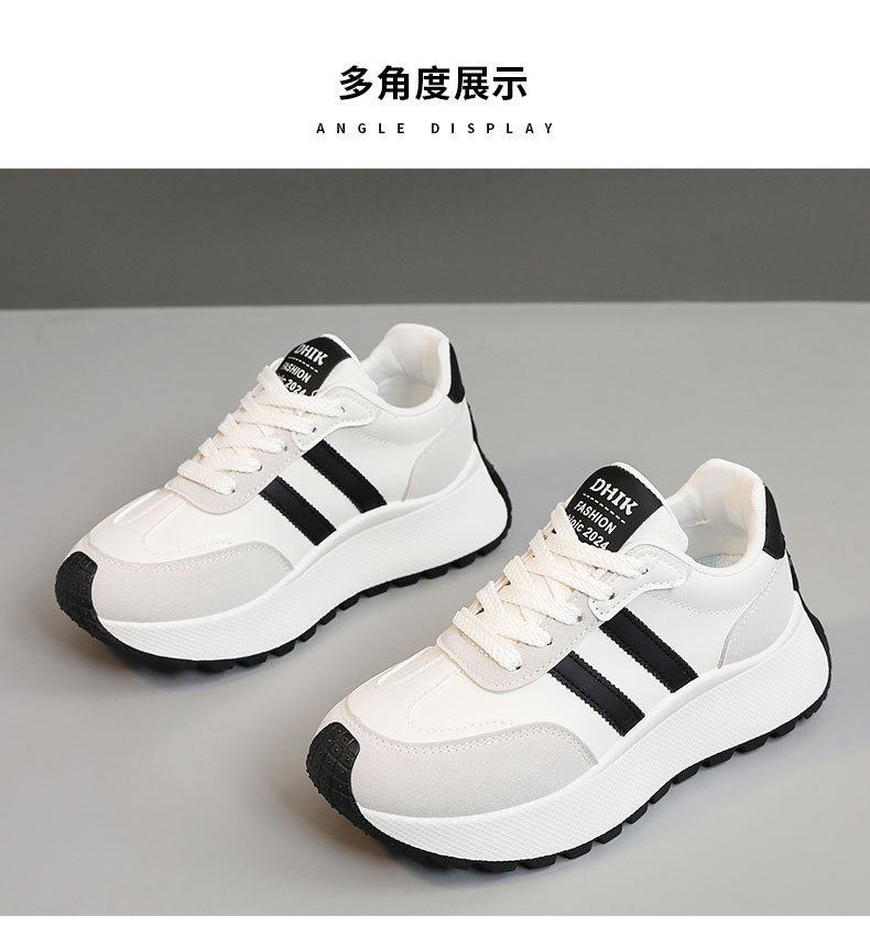 Women's Platform Sneakers PU Leather Color Block Low Top Lace Up Casual Shoes