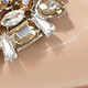 Women's French Square Toe Rhinestone Chunky Heel Pumps, Soft Sole PU Leather Dress Shoes