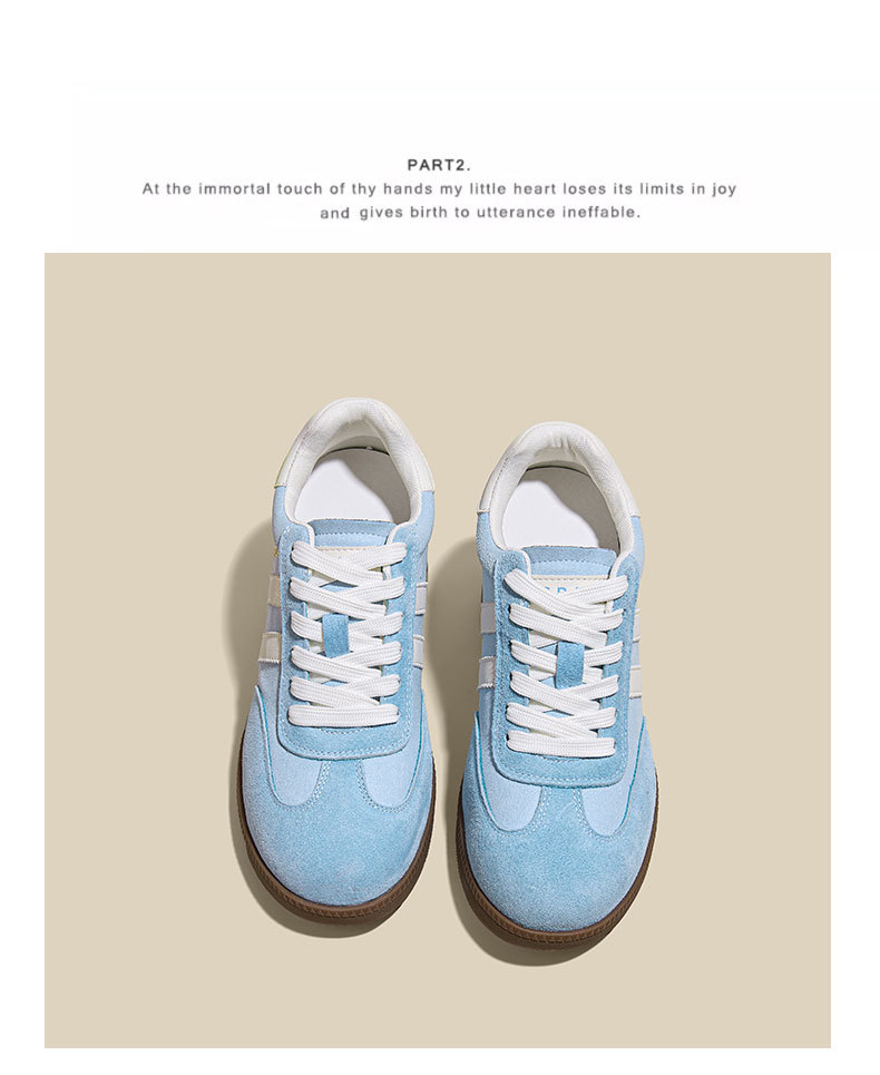 Women's German Trainer Style Sneakers with Hidden Heel, Round Toe Leather Casual Platform Shoes
