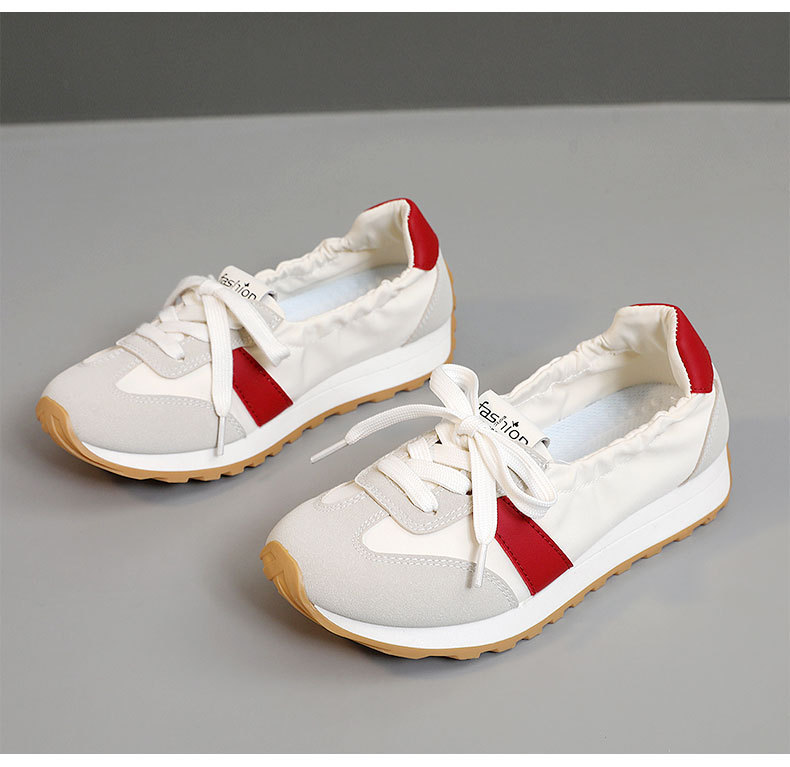 Women Breathable Low Top Sneakers, Round Toe Lace Up Casual Shoes with Thick Sole