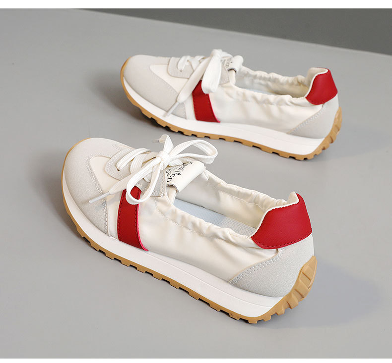 Women Breathable Low Top Sneakers, Round Toe Lace Up Casual Shoes with Thick Sole