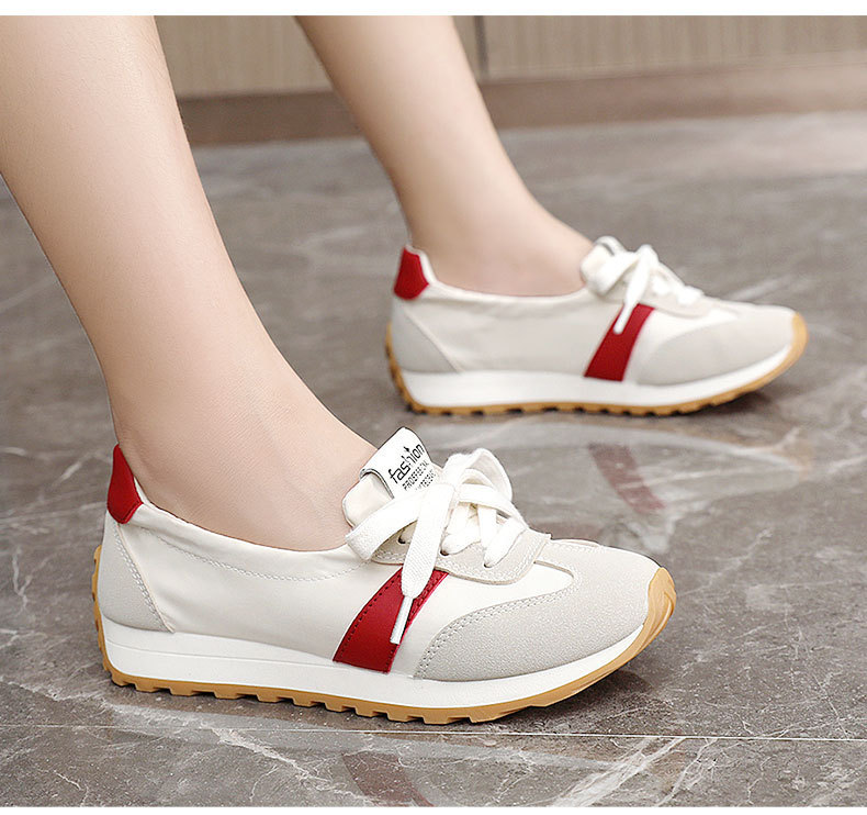 Women Breathable Low Top Sneakers, Round Toe Lace Up Casual Shoes with Thick Sole