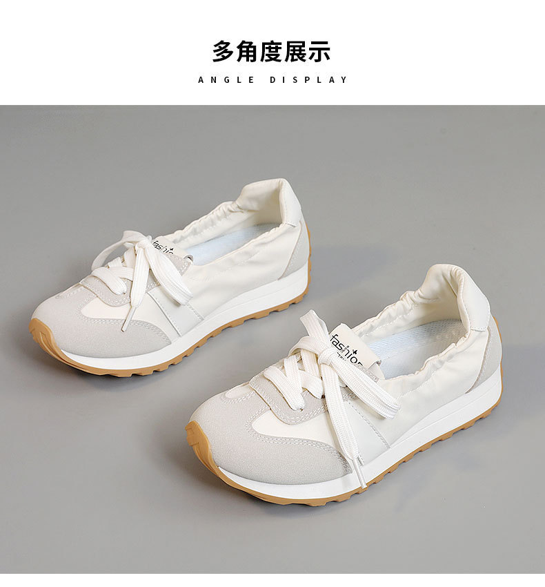 Women Breathable Low Top Sneakers, Round Toe Lace Up Casual Shoes with Thick Sole