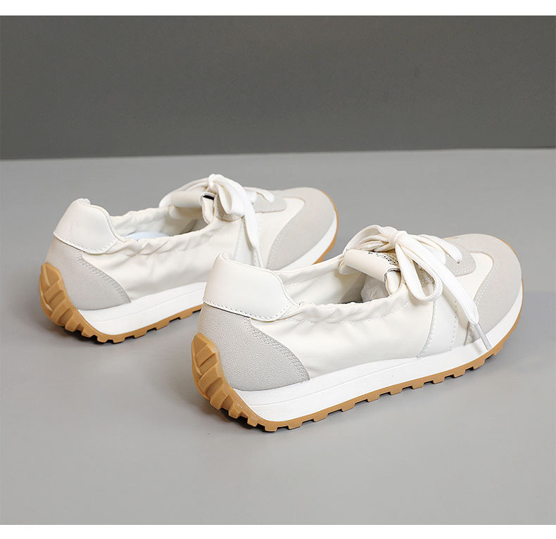Women Breathable Low Top Sneakers, Round Toe Lace Up Casual Shoes with Thick Sole