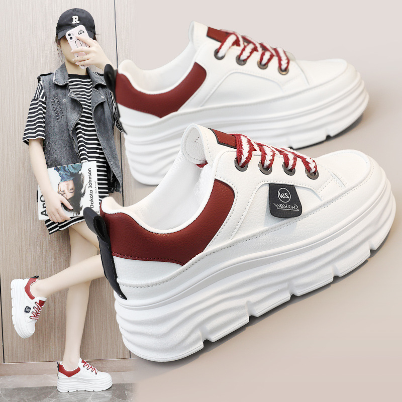 Women Breathable Low Top Sneakers Color Block Platform Casual Shoes
